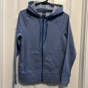 NEW W/O tags Women's Size Small blue hooded zip up sweatshirt.